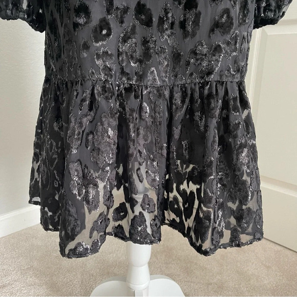 J Crew Flutter Hem Drop Waist Leopard Print Shimmer Velvet Burnout Dress Sz 2T - Picture 8 of 12